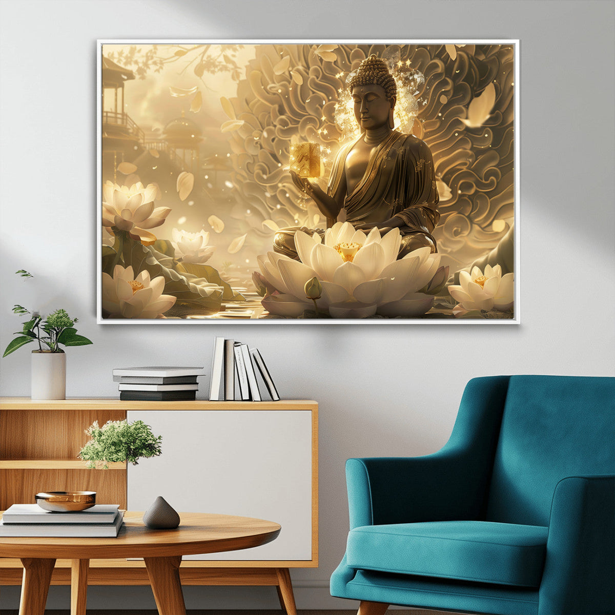 Golden Buddha Wall Art | Yoga Room Decor and Meditation Room