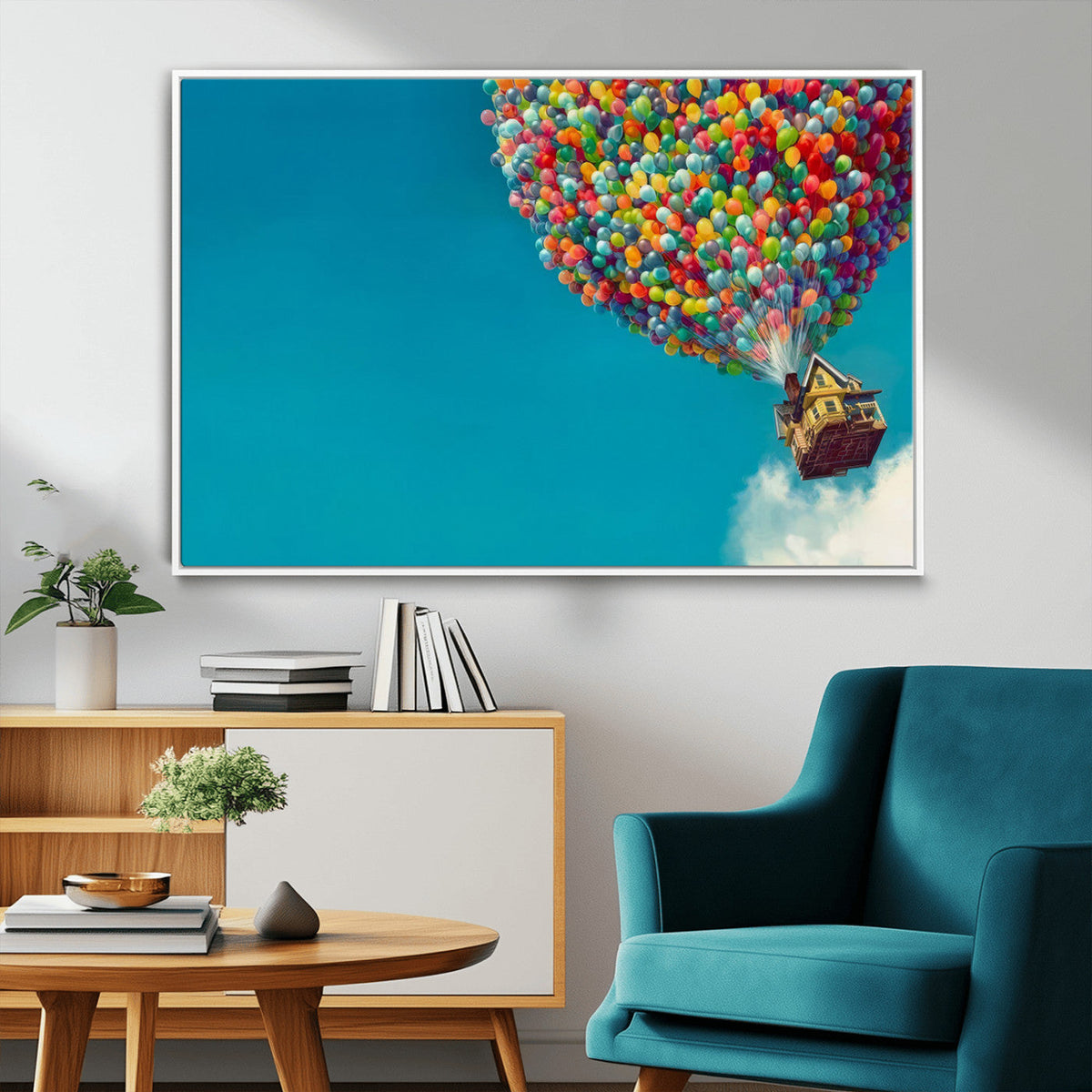 Carl Fredricksen, Up Movie Wall Art, Colorful Balloon House
