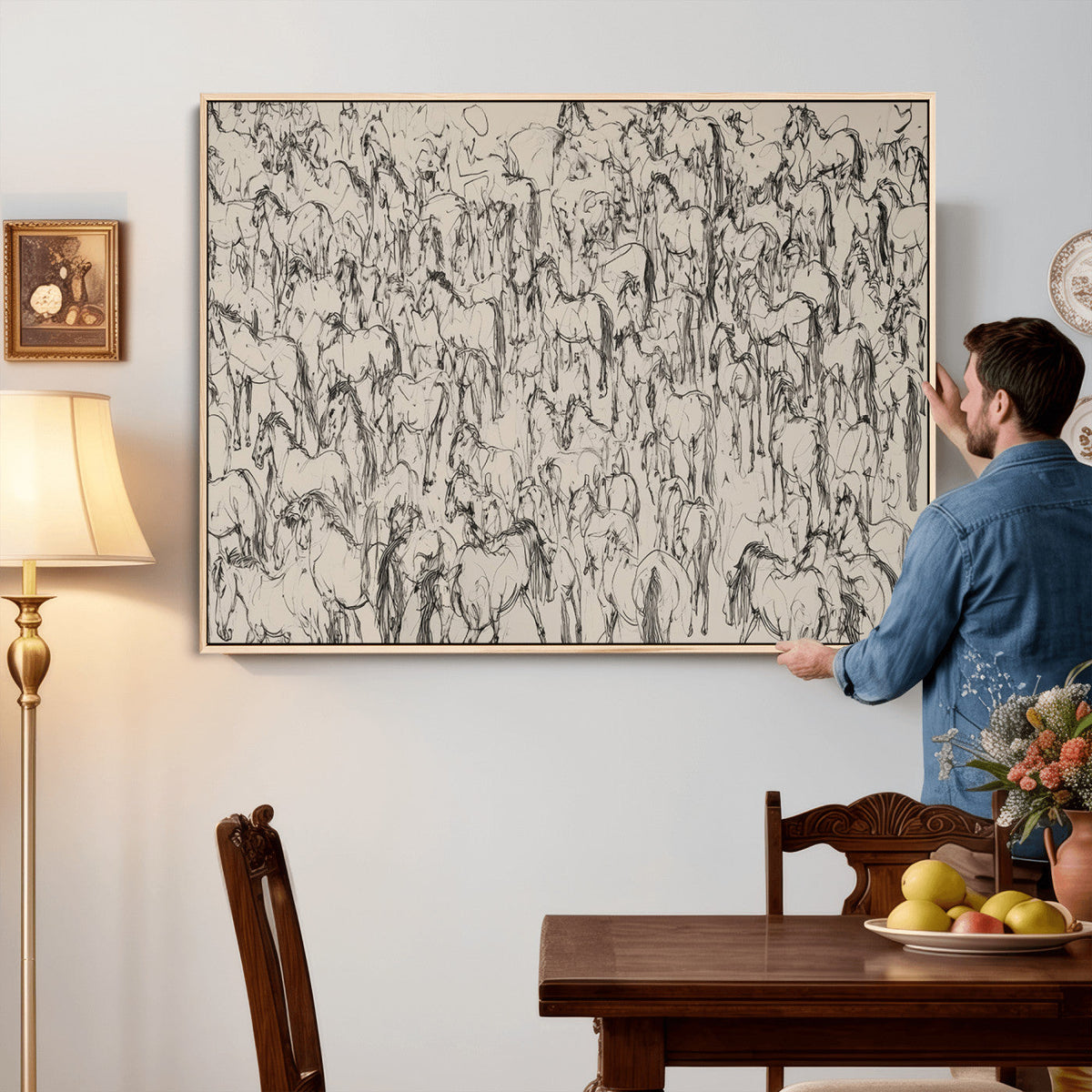 Abstract Horse Sketch Wall Art | Ready to Hang and Framed |