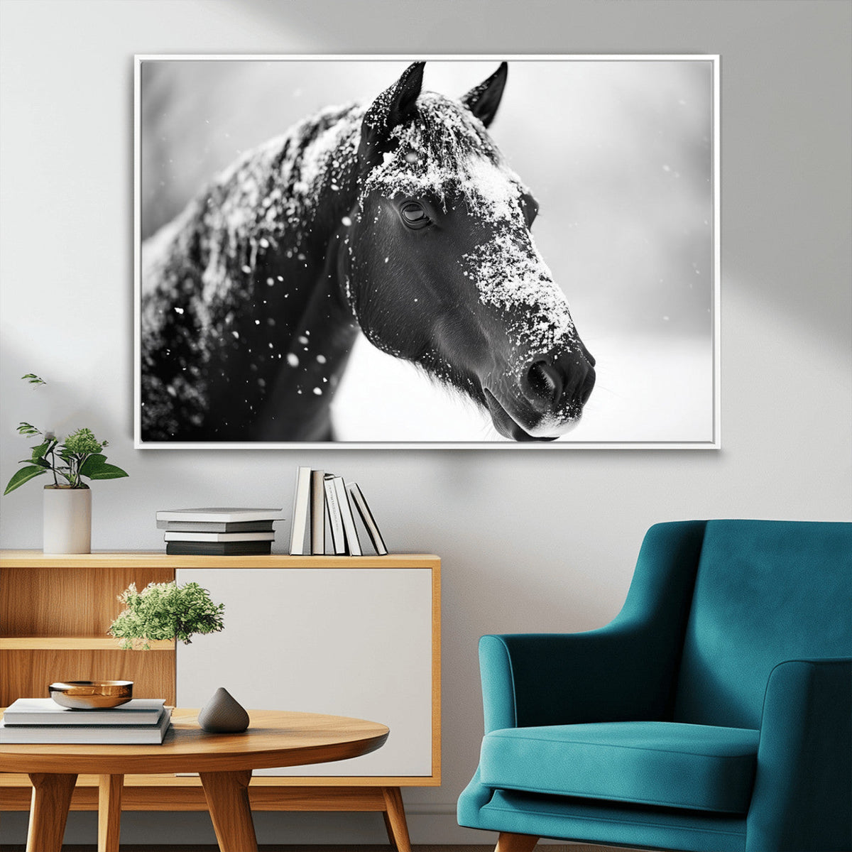 Horse Canvas Print - Winter Horse Snow Wall Art Canvas Print