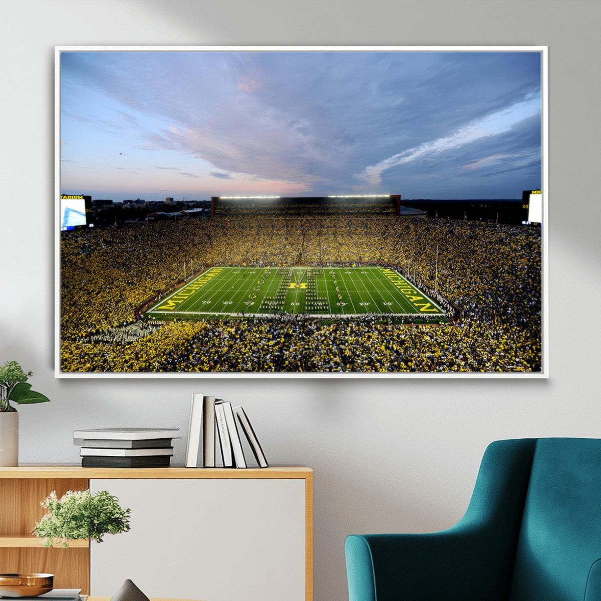 Michigan Stadium Wall Art Canvas Print, Vibrant Game Day