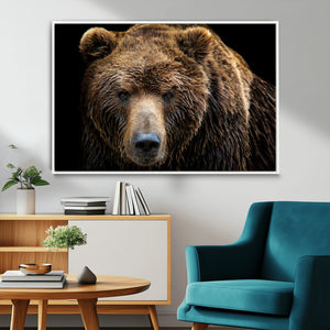 Grizzly Brown Bear Canvas Wall Art, Wildlife Animal Canvas