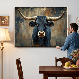 Texas Western Wall Art Canvas Print - Abstract Cow Longhorn