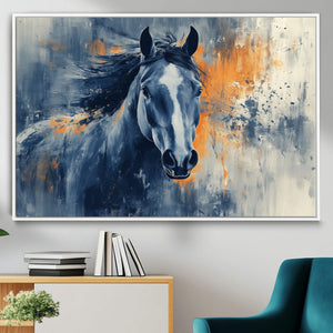 Abstract Blue Horse Wall Art Print Canvas | Horse Wall Art