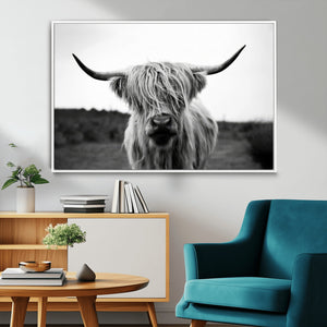 Highland Cow Wall Art | Black and White Farmhouse Decor |
