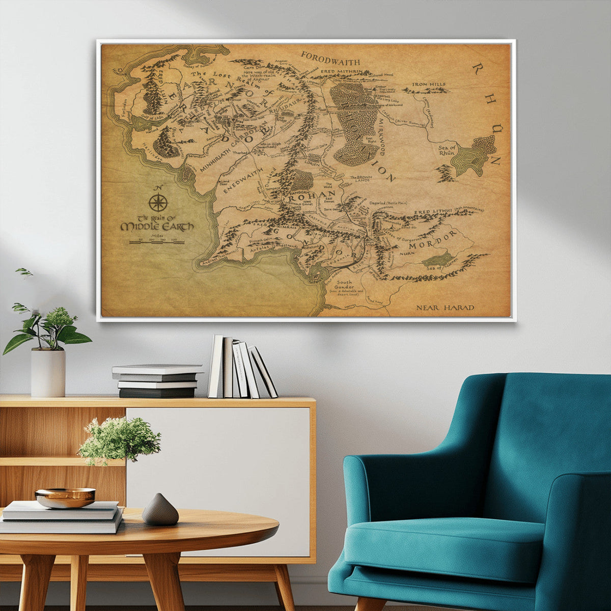 Middle Earth Map Canvas Wall Art – Vintage Fantasy Map