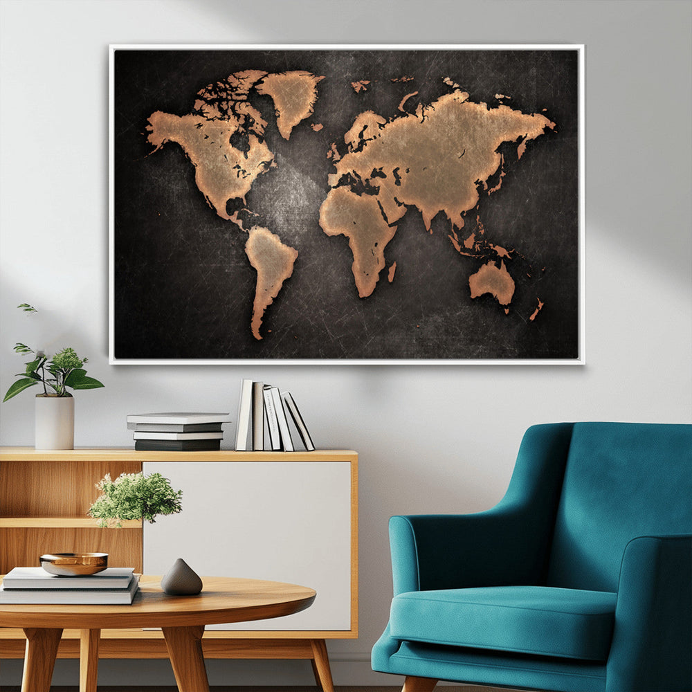 World Map Canvas Print – Framed Travel Map Wall Art for