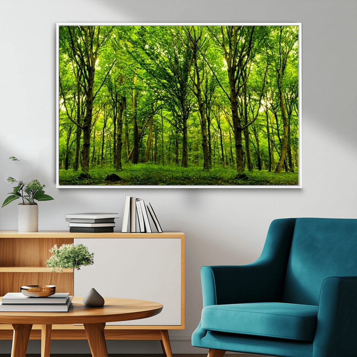 Lush Green Forest Canvas Print | 3-Panel Forest Wall Art |