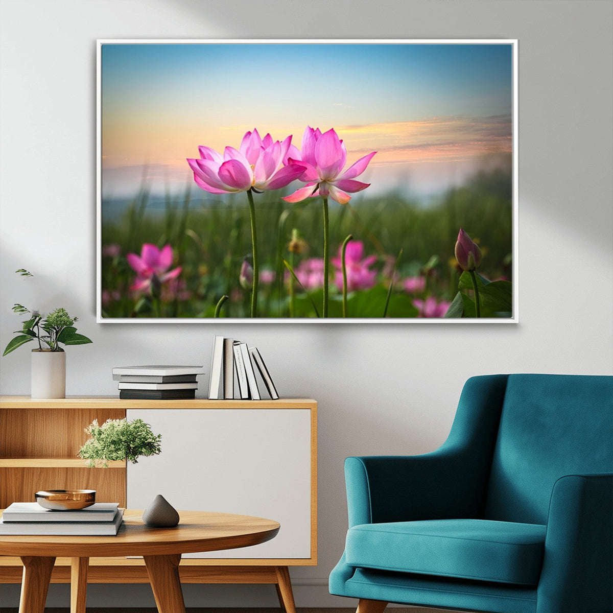 Pink Flower on the Mountain Canvas Print, Framed Pink Flower