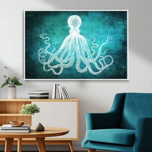 Green Octopus Abstract Wall Art Canvas Print