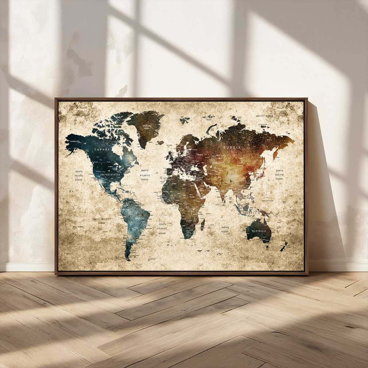 World Map Canvas Print – Detailed Map of the World Wall Art