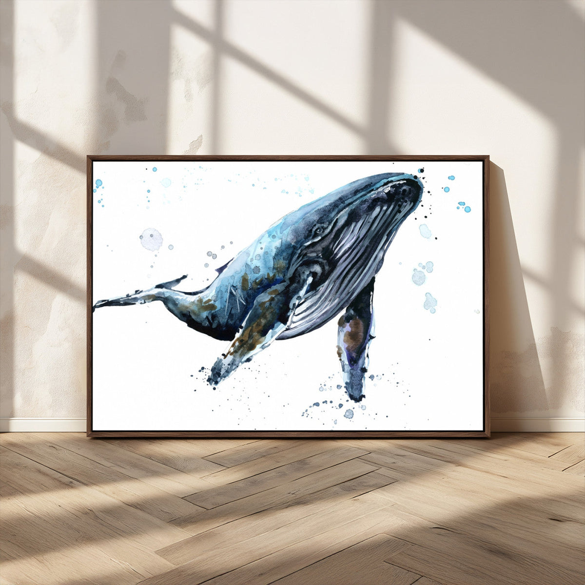 Watercolor Whale Wall Art Canvas Print