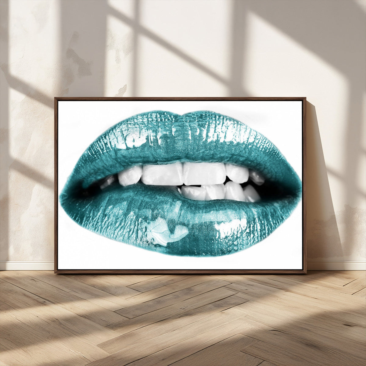 Blue Lips Wall Art Canvas Print