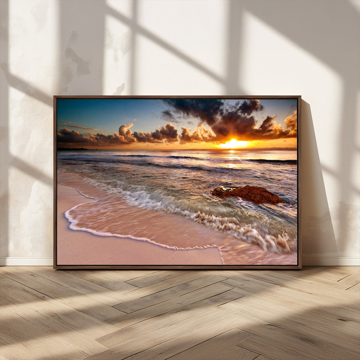 Sunset on Ocean Wall Art Canvas Print