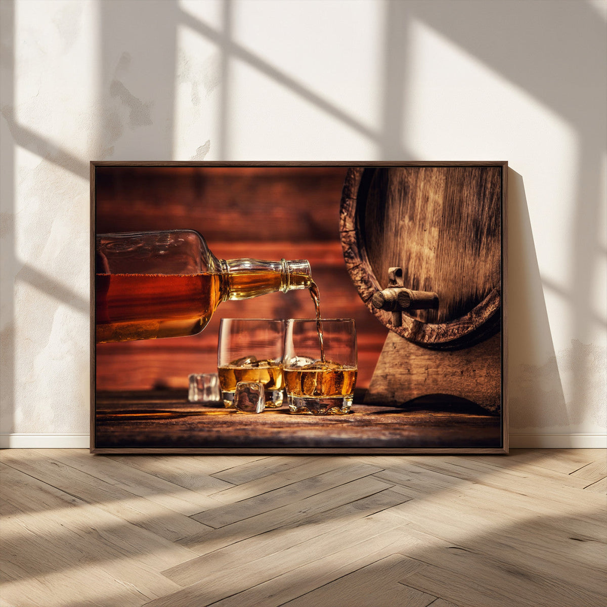 Whiskey and Cigar Canvas Wall Art | 3 Panel Bar Room Decor