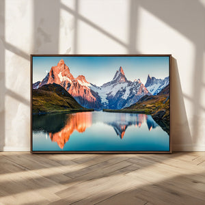 Landscape Mountain and Lake View Wall Art Canvas Print