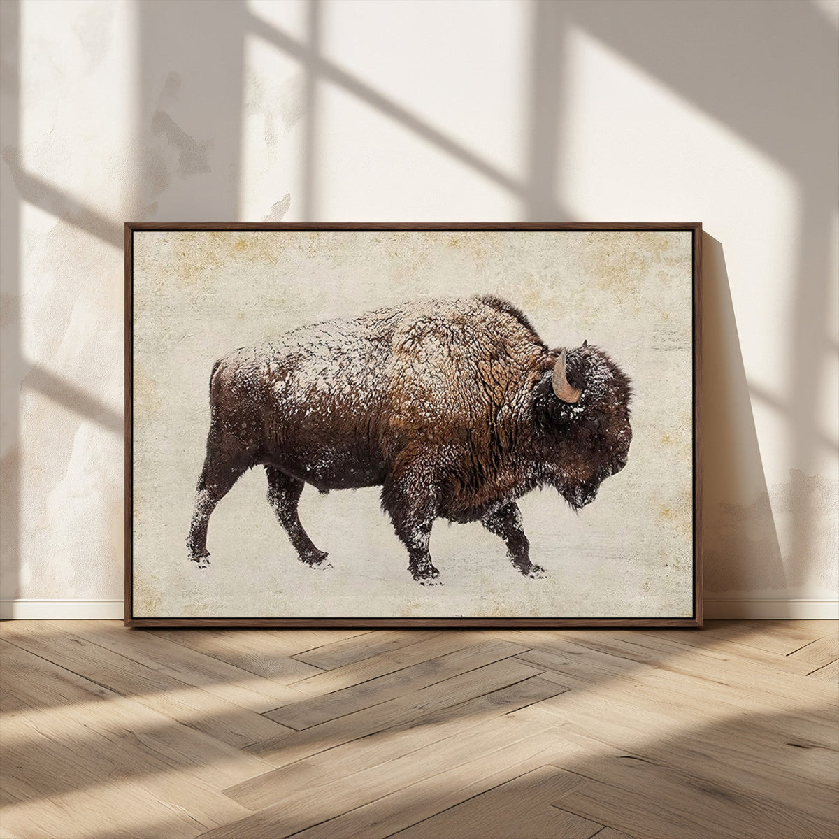 Buffalo Wall Art, Western Bison Canvas Print, Rustic Buffalo