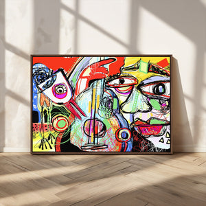 Picasso Style Art Abstract Canvas Wall Art Print , Colorful
