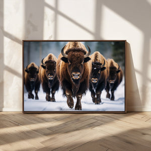 Buffalo Wall Art Canvas Print, American Bison Herd Wall Art