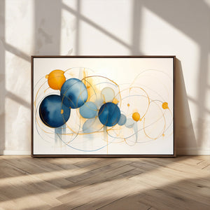 Geometric Blue Orange Abstract Wall Art Canvas, Geometric