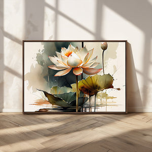 Lotus Flower Watercolor Canvas Print – A Symbol of Serenity