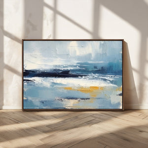 Abstract Ocean Canvas Wall Art - Coastal Blue and Gold