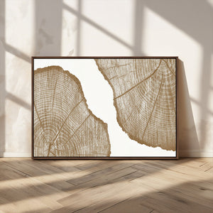 Rustic Brown Tree Ring Wall Art Canvas Print – Framed and