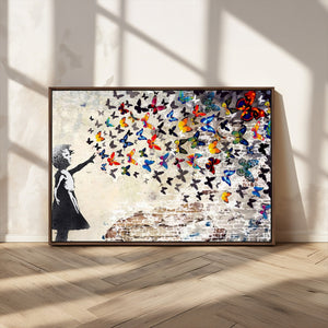 Banksy Graffiti Wall Art Canvas Print: Girl Releasing