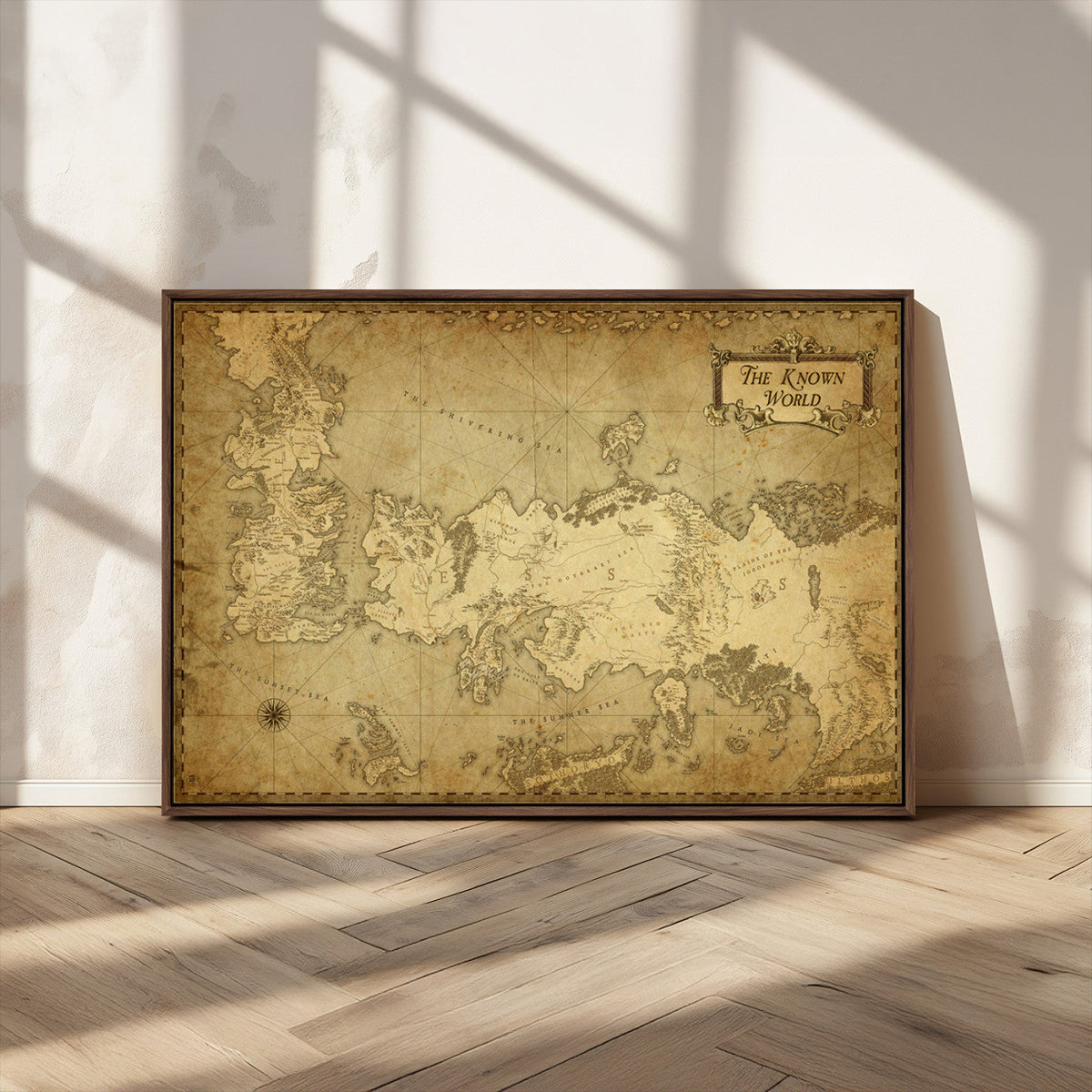 Vintage Game of Thrones Map Wall Art | Westeros and Essos