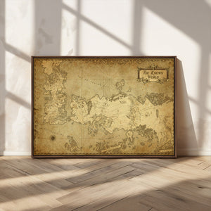 Vintage Game of Thrones Map Wall Art | Westeros and Essos