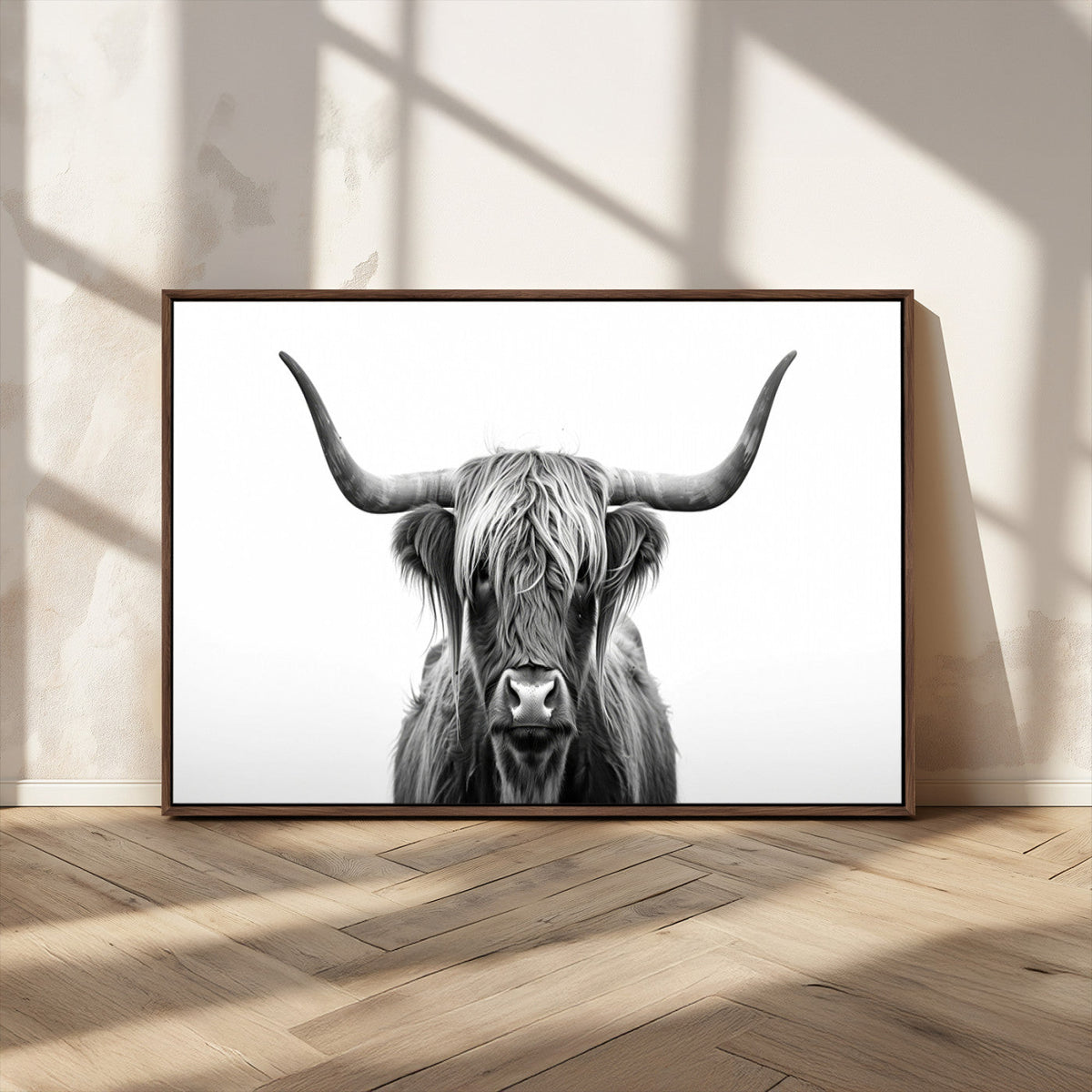 Highland Wall Art Canvas Print – Minimalist Black and White