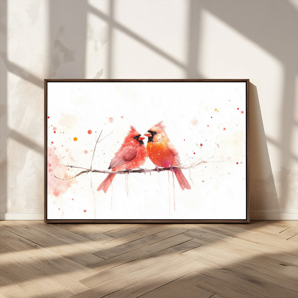Cardinal Bird Canvas Wall Art - Male and Female Cardinal