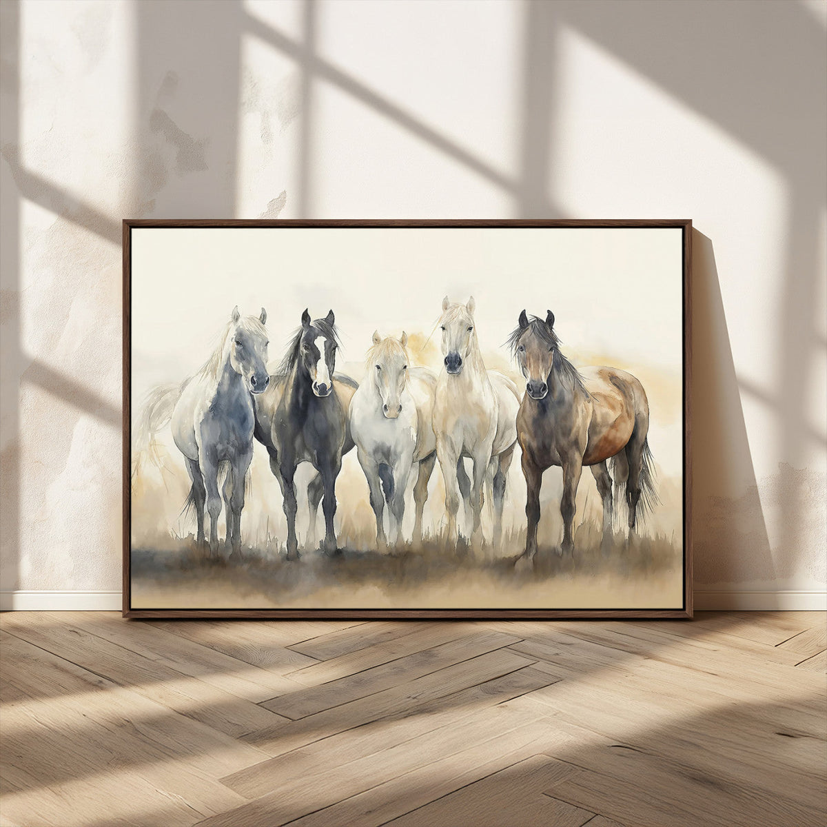 Wild Horses Wall Art Canvas Print, Framed Running Horses Art