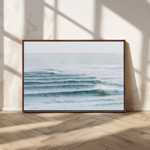Ocean Waves Wall Art Canvas Print – Framed Surfer Lineup