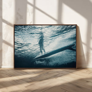 Underwater Surf Wall Art – Framed Ocean Wave Canvas Artwork,