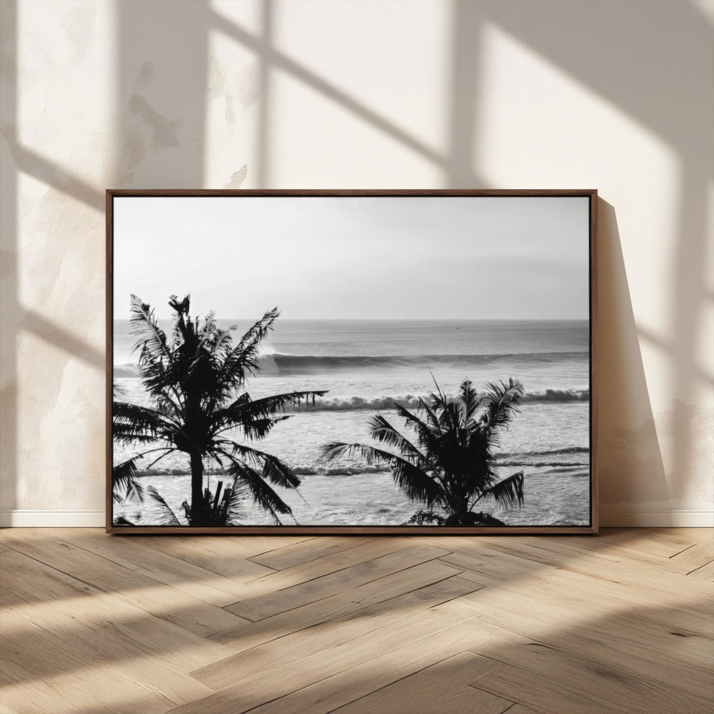 Tropical Coastline Wall Art Canvas Print – Framed Palm Trees