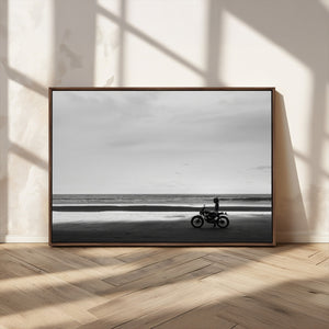 Motorcycle Beach Wall Art Canvas Print – Framed Vintage