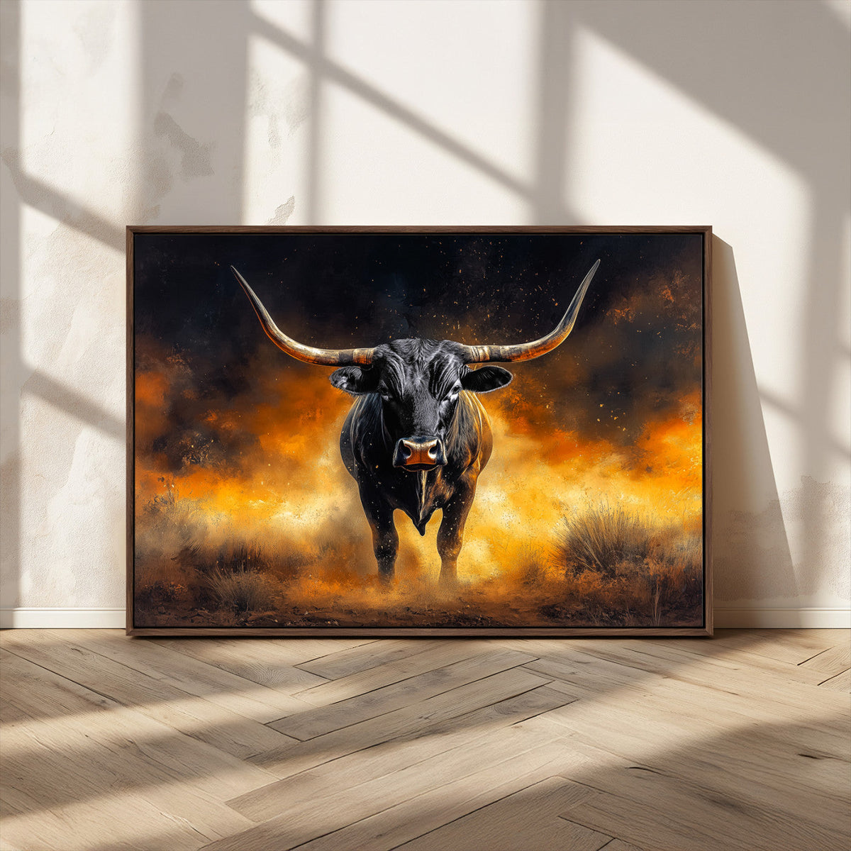 Longhorn Canvas Wall Art Canvas Print – Framed Bold Bull
