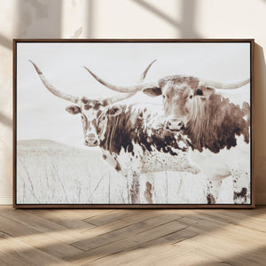 Longhorn Wall Art Canvas Print – Framed Western Cow Rustic