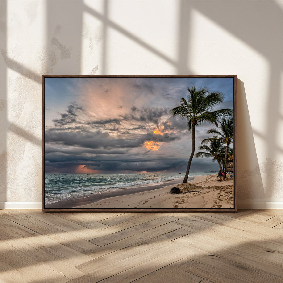 Tropical Storm Wall Art Canvas Print – Framed Moody Beach