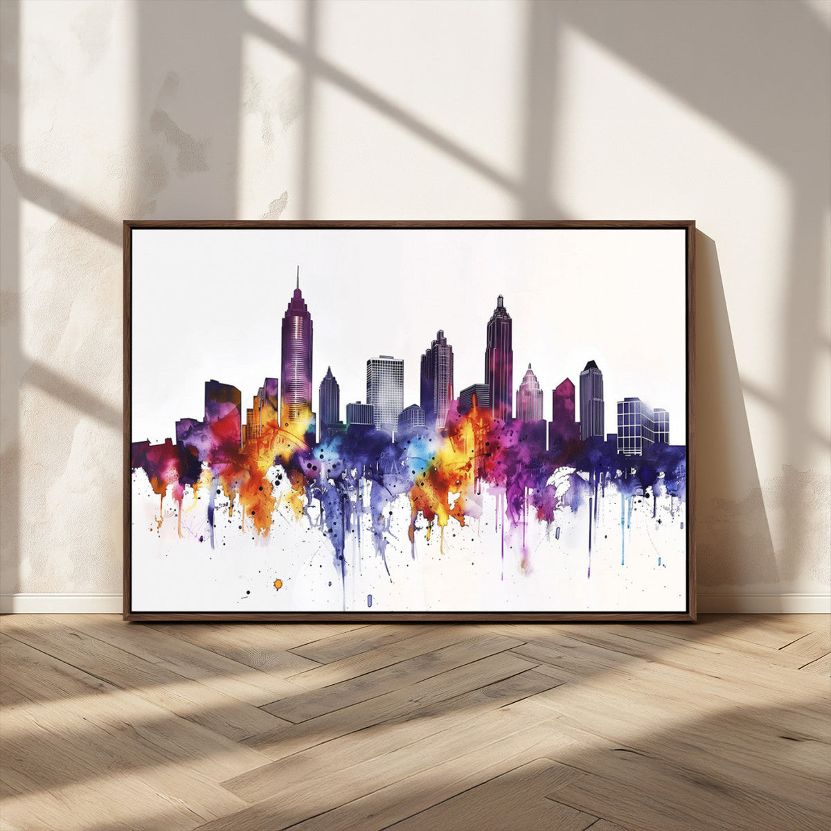 Atlanta Skyline Wall Art Canvas Print – Framed Colorful