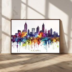 Atlanta Skyline Wall Art Canvas Print – Framed Colorful