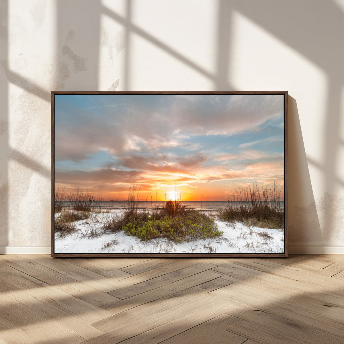 Sunset Beach Wall Art Print – Coastal Canvas Ocean Landscape