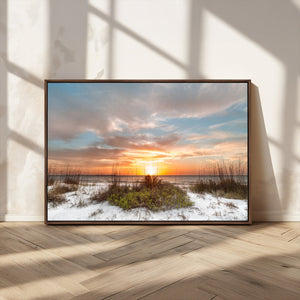 Sunset Beach Wall Art Print – Coastal Canvas Ocean Landscape