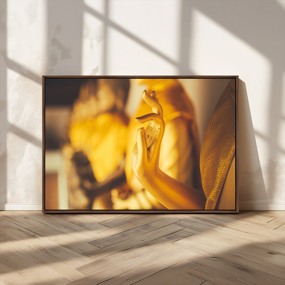 Gold Buddha Statue Hands Wall Art Canvas Print