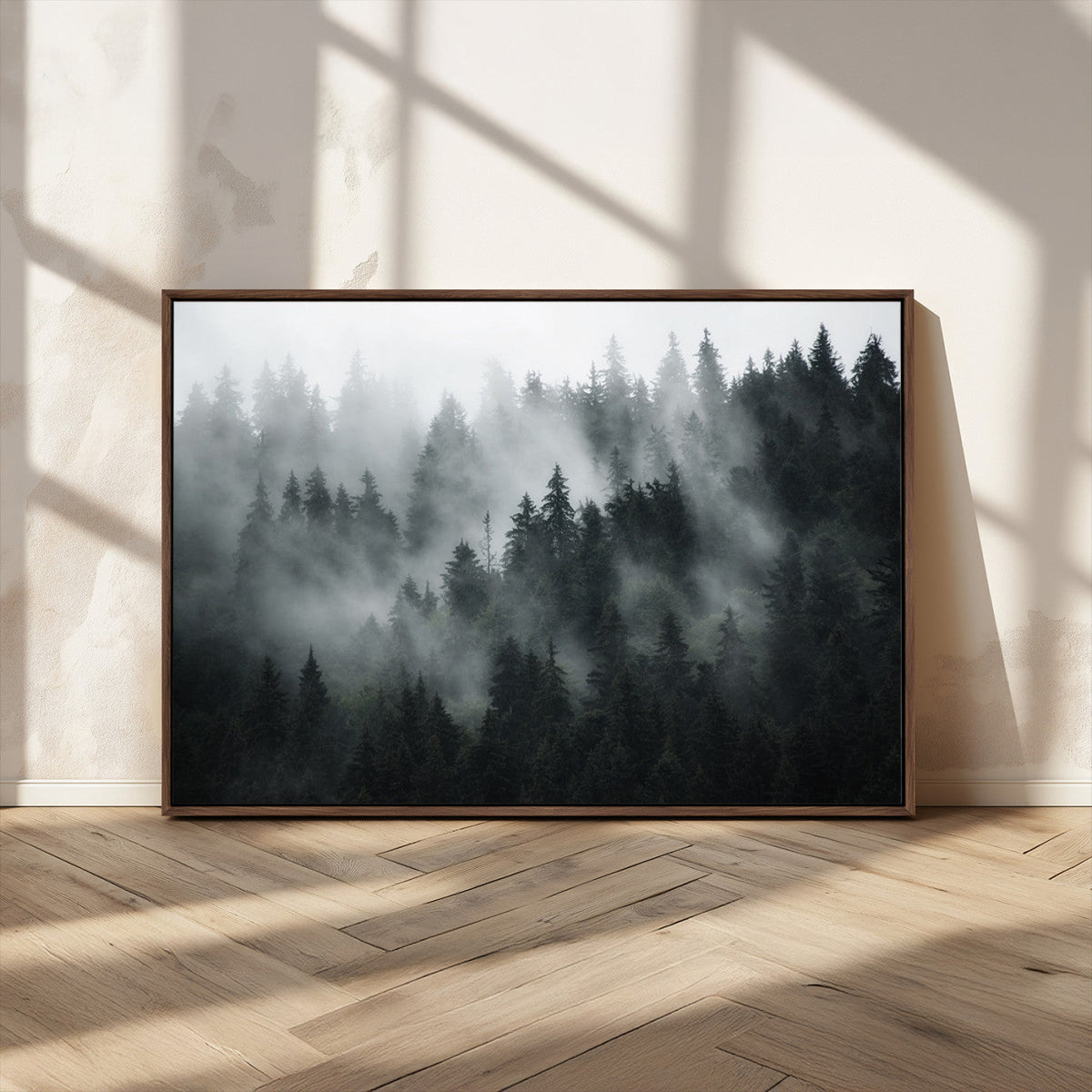 Foggy Forest Wall Art Canvas Print | 3 Panel Large Misty