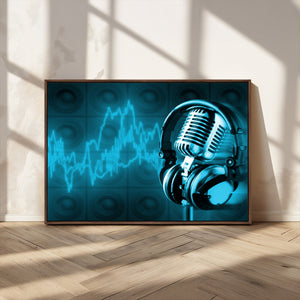 Music and Microphone Wall Art Canvas Print