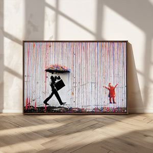 Banksy Wall Art Canvas Print, Framed Graffiti Art Picture