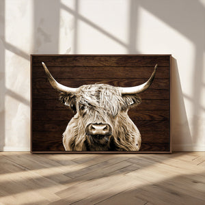 Highland Cow Wall Art Canvas Print, Rustic Farmhouse Decor,