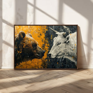 Bear and Bull Wall Art Canvas Print – Abstract Animal